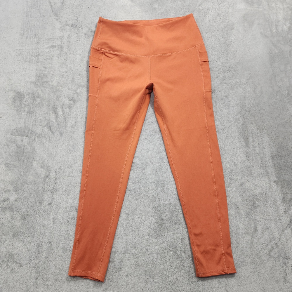 Legend Leggings Womens L Orange High Rise Ankle Pockets Yoga Gym Running Workout
